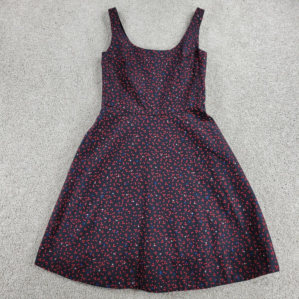 Elegant Navy and Red Polka Dot Dress